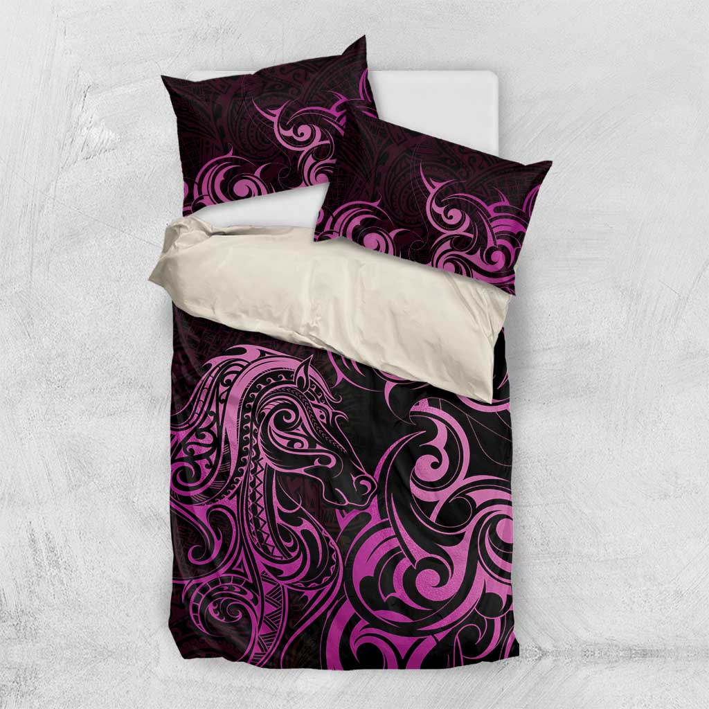 Pink Aoteara Horse Racing Bedding Set NZ Maori Pattern