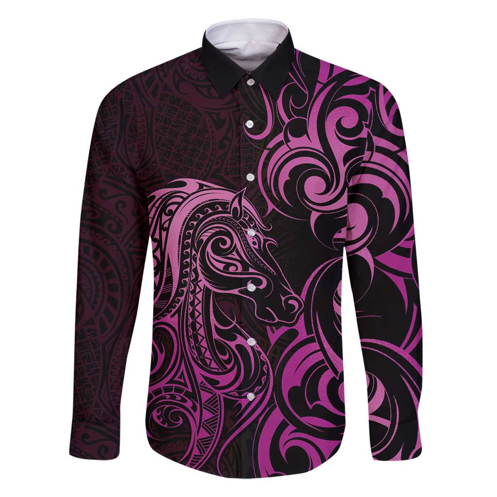 Pink Aoteara Horse Racing Family Matching Mermaid Dress and Hawaiian Shirt NZ Maori Pattern