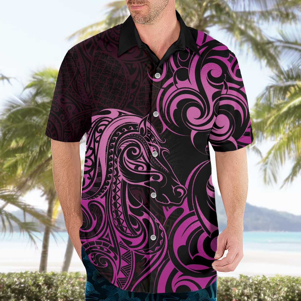 Pink Aoteara Horse Racing Hawaiian Shirt NZ Maori Pattern