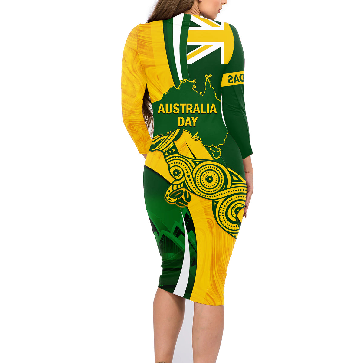 Matildas Soccer Family Matching Long Sleeve Bodycon Dress and Hawaiian Shirt 2024 Happy Australia Day Kangaroo Aussie Proud - National Color