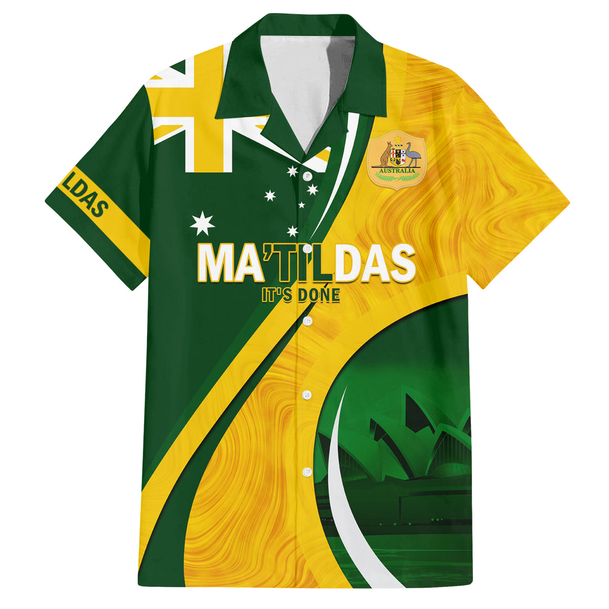 Matildas Soccer Family Matching Off Shoulder Long Sleeve Dress and Hawaiian Shirt 2024 Happy Australia Day Kangaroo Aussie Proud - National Color