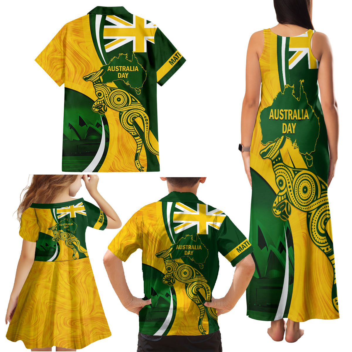 Matildas Soccer Family Matching Tank Maxi Dress and Hawaiian Shirt 2024 Happy Australia Day Kangaroo Aussie Proud - National Color