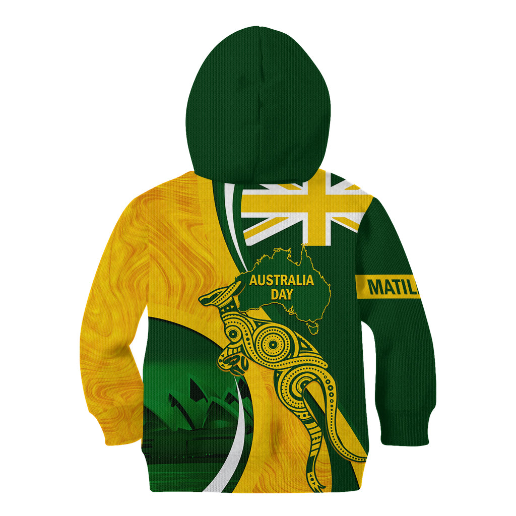 Matildas Soccer Kid Hoodie 2024 Happy Australia Day Kangaroo Aussie Proud - National Color