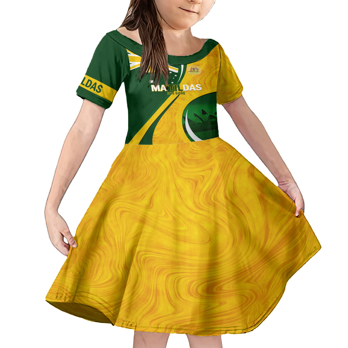 Matildas Soccer Kid Short Sleeve Dress 2024 Happy Australia Day Kangaroo Aussie Proud - National Color