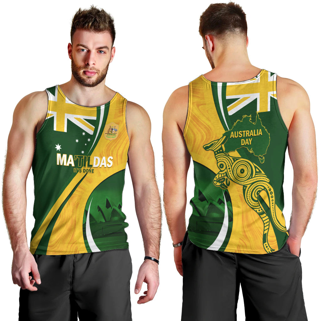 Matildas Soccer Men Tank Top 2024 Happy Australia Day Kangaroo Aussie Proud - National Color