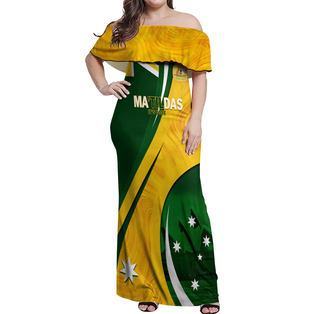 Matildas Soccer Off Shoulder Maxi Dress 2024 Happy Australia Day Kangaroo Aussie Proud - National Color