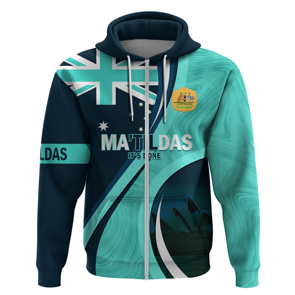 Matildas Soccer Hoodie 2024 Happy Australia Day Kangaroo Aussie Proud - Turquoise