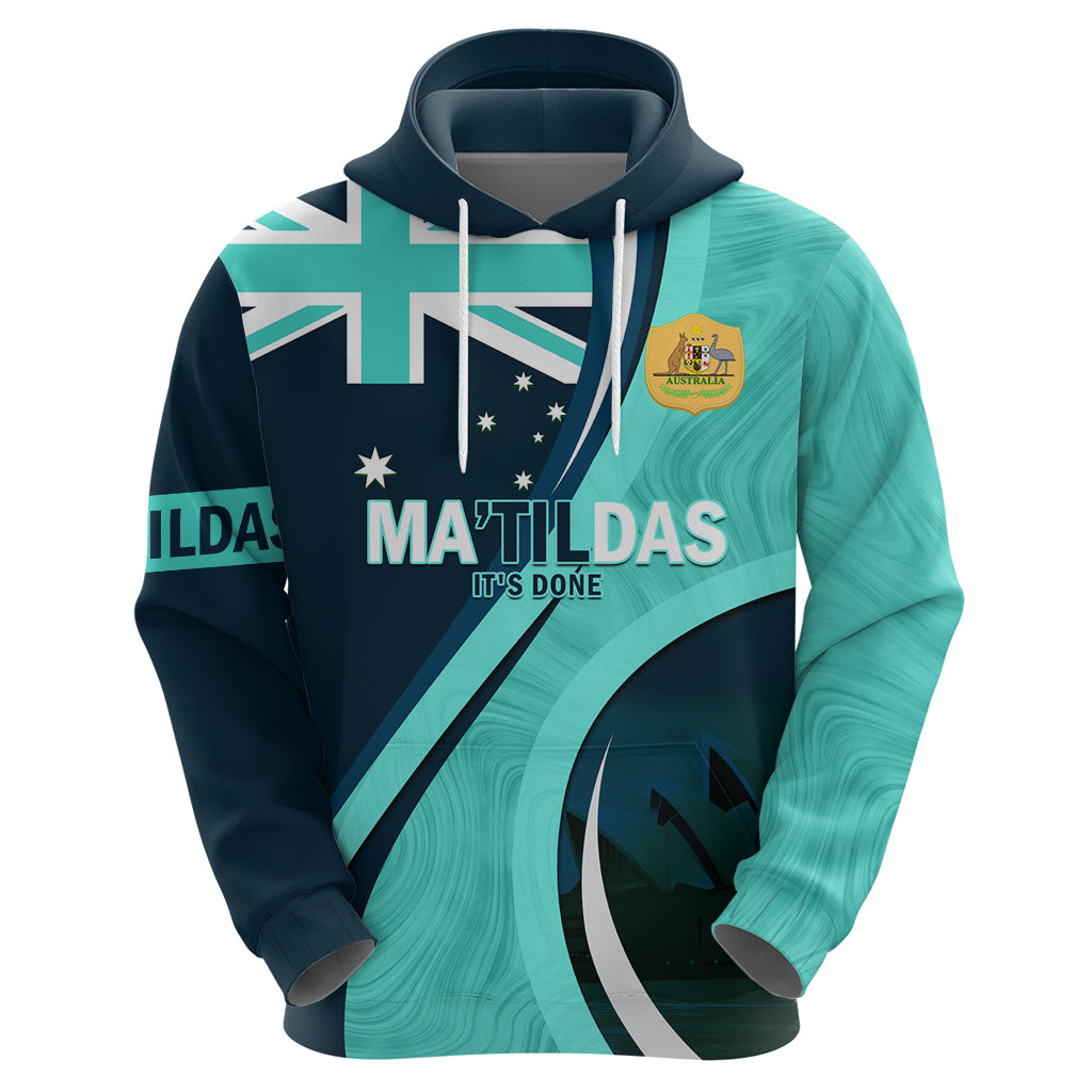 Matildas Soccer Hoodie 2024 Happy Australia Day Kangaroo Aussie Proud - Turquoise