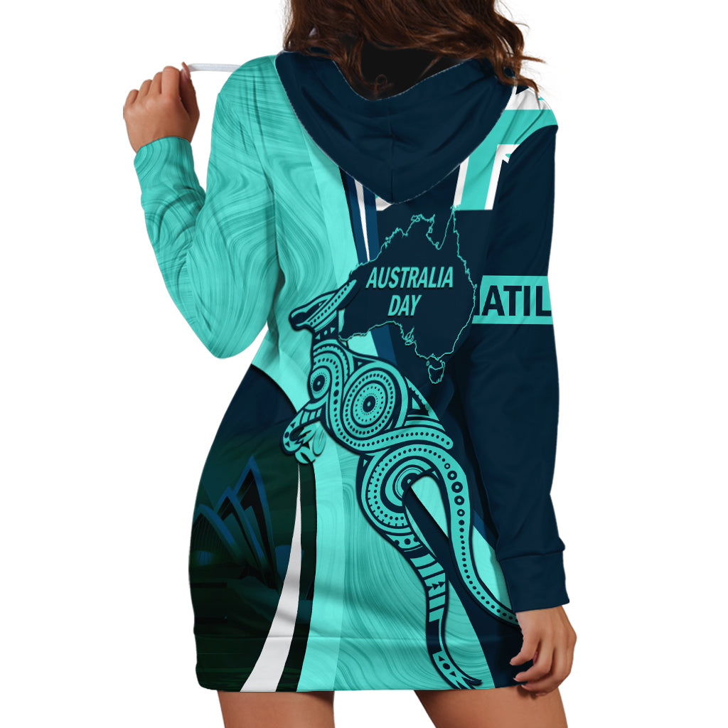 Matildas Soccer Hoodie Dress 2024 Happy Australia Day Kangaroo Aussie Proud - Turquoise