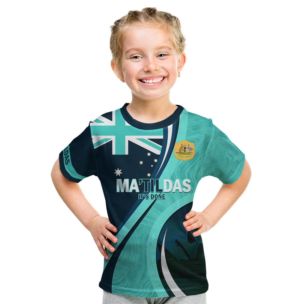 Matildas Soccer Kid T Shirt 2024 Happy Australia Day Kangaroo Aussie Proud - Turquoise