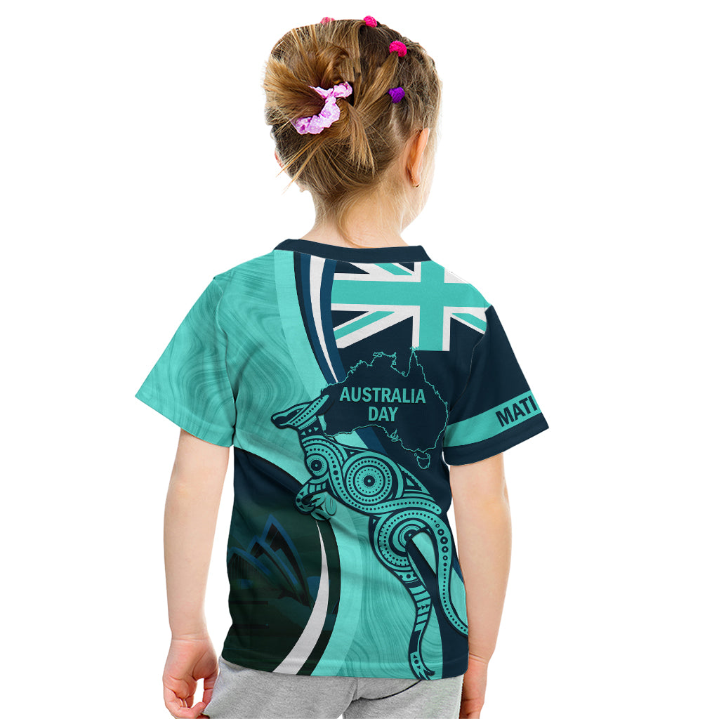 Matildas Soccer Kid T Shirt 2024 Happy Australia Day Kangaroo Aussie Proud - Turquoise