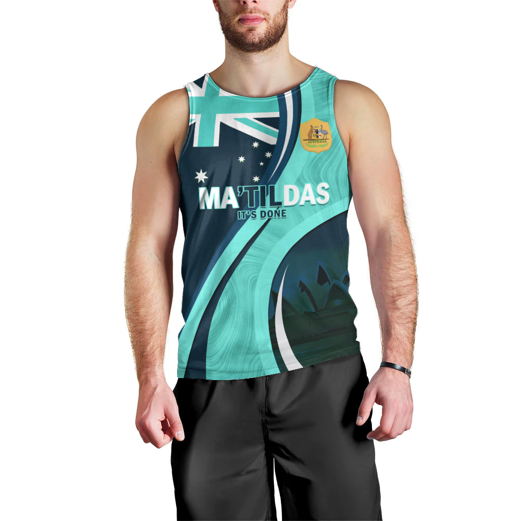 Matildas Soccer Men Tank Top 2024 Happy Australia Day Kangaroo Aussie Proud - Turquoise