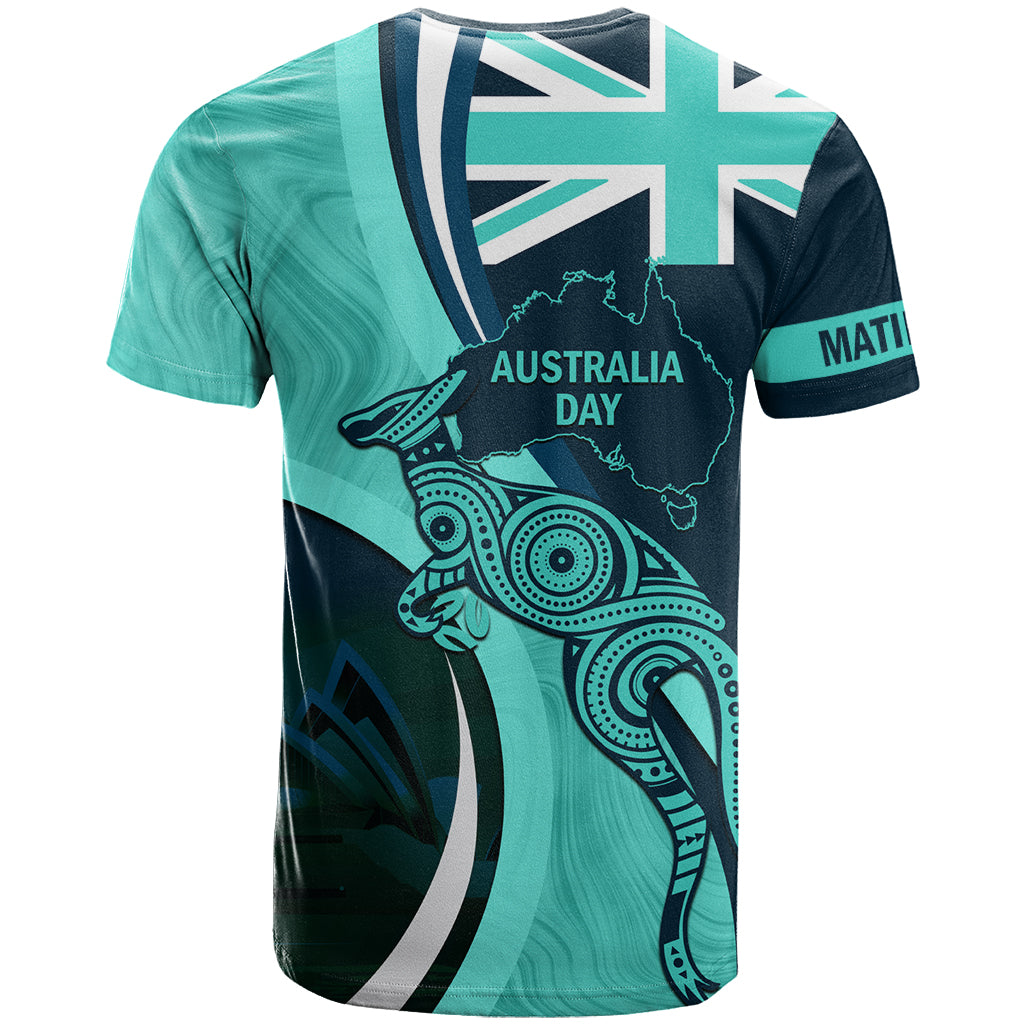 Matildas Soccer T Shirt 2024 Happy Australia Day Kangaroo Aussie Proud - Turquoise