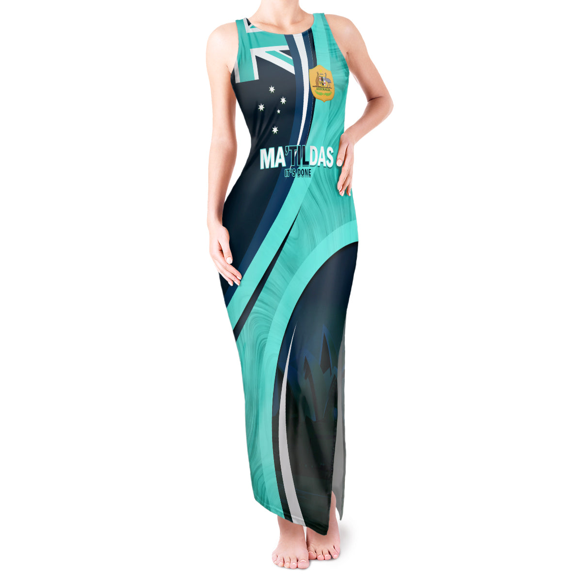 Matildas Soccer Tank Maxi Dress 2024 Happy Australia Day Kangaroo Aussie Proud - Turquoise