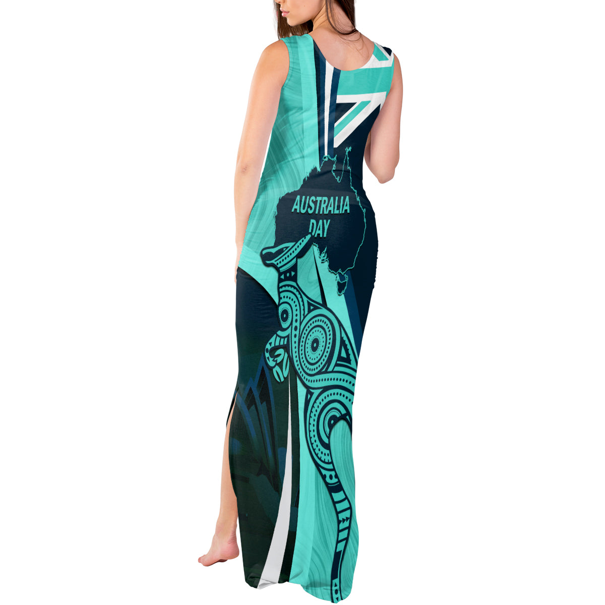 Matildas Soccer Tank Maxi Dress 2024 Happy Australia Day Kangaroo Aussie Proud - Turquoise