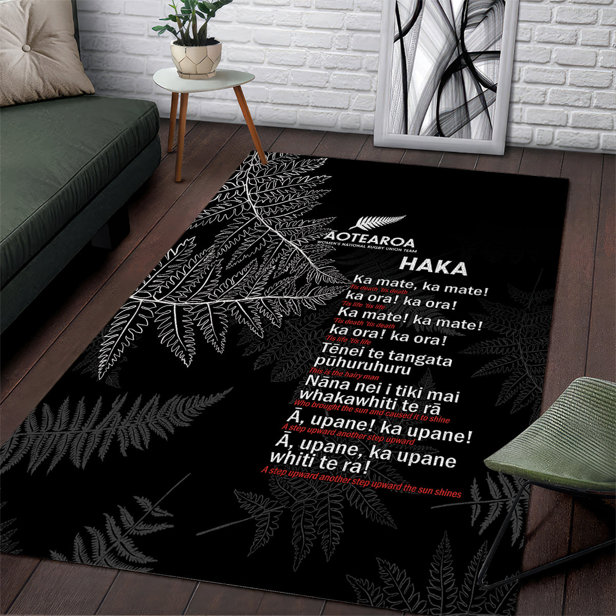 Custom New Zealand Haka Rugby Area Rug 2024 Pacific Go Black Silver Fern