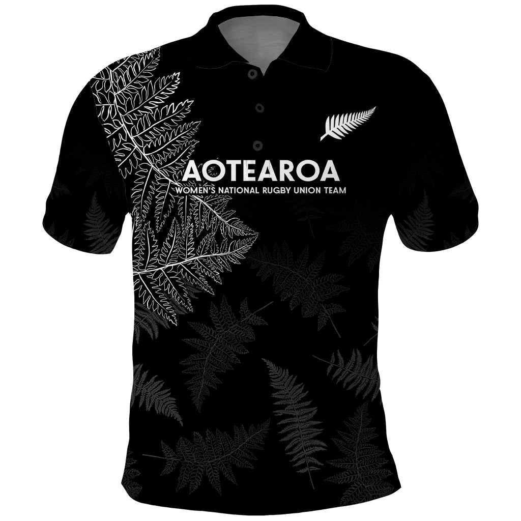 Custom New Zealand Haka Rugby Polo Shirt 2024 Pacific Go Black Silver Fern