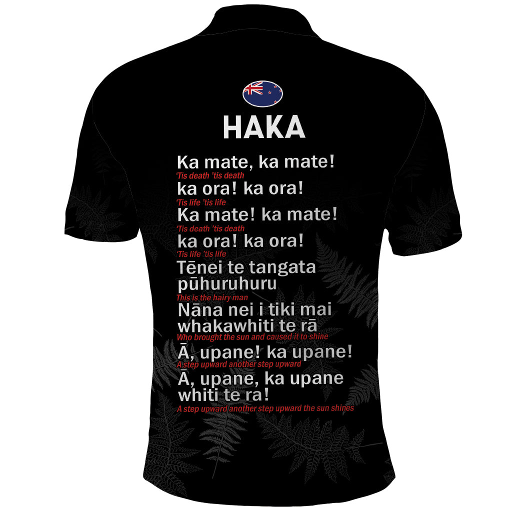 Custom New Zealand Haka Rugby Polo Shirt 2024 Pacific Go Black Silver Fern