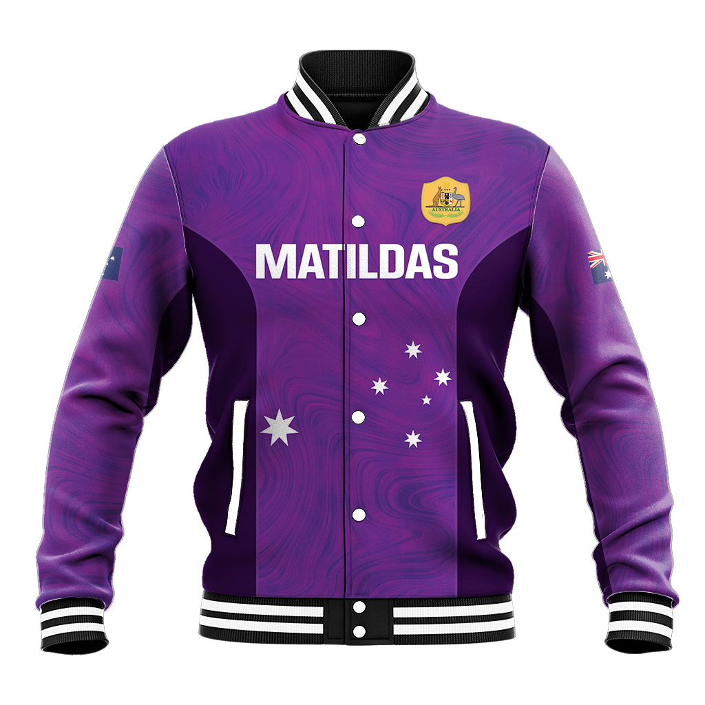 Custom Australia Soccer Baseball Jacket Matildas Go Champions - Purple