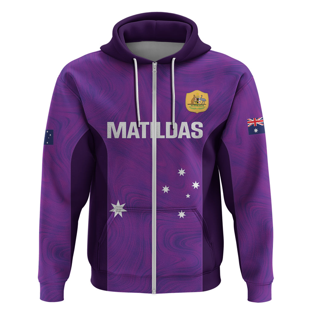 Custom Australia Soccer Hoodie Matildas Go Champions - Purple