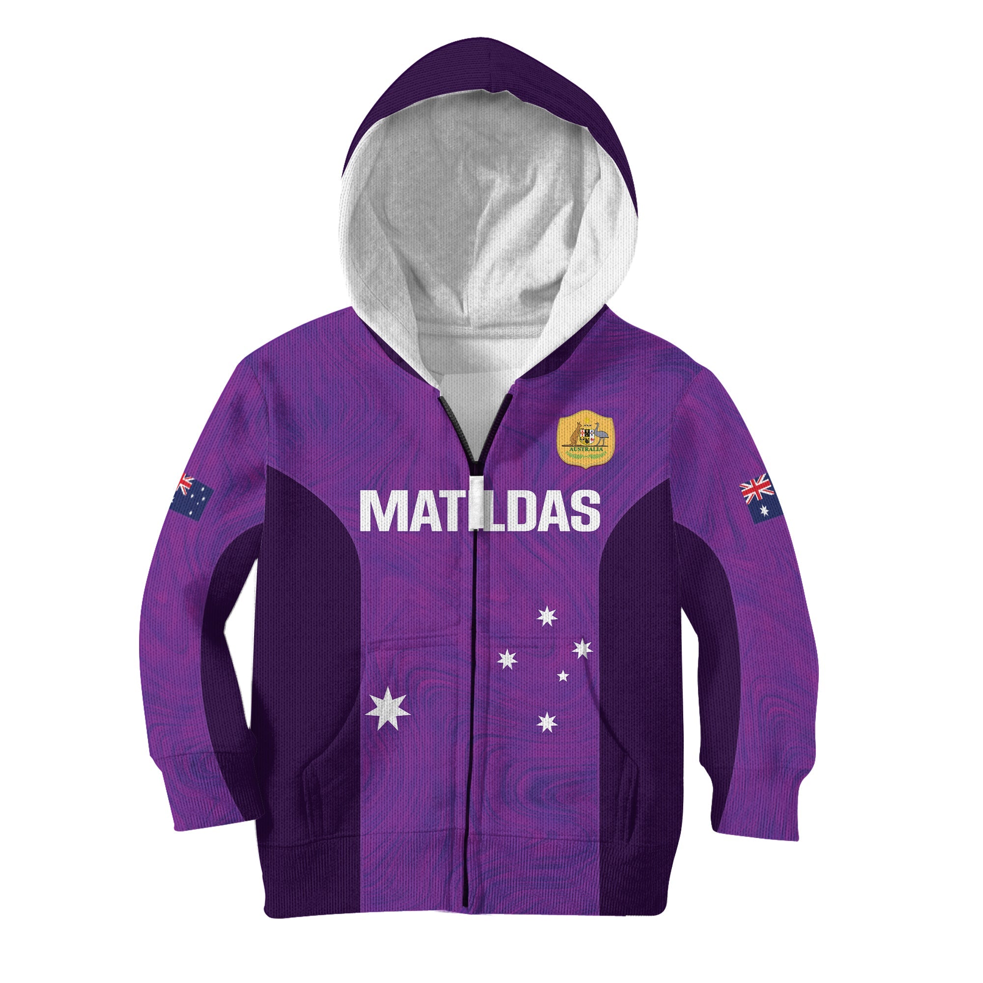 Custom Australia Soccer Kid Hoodie Matildas Go Champions - Purple LT14