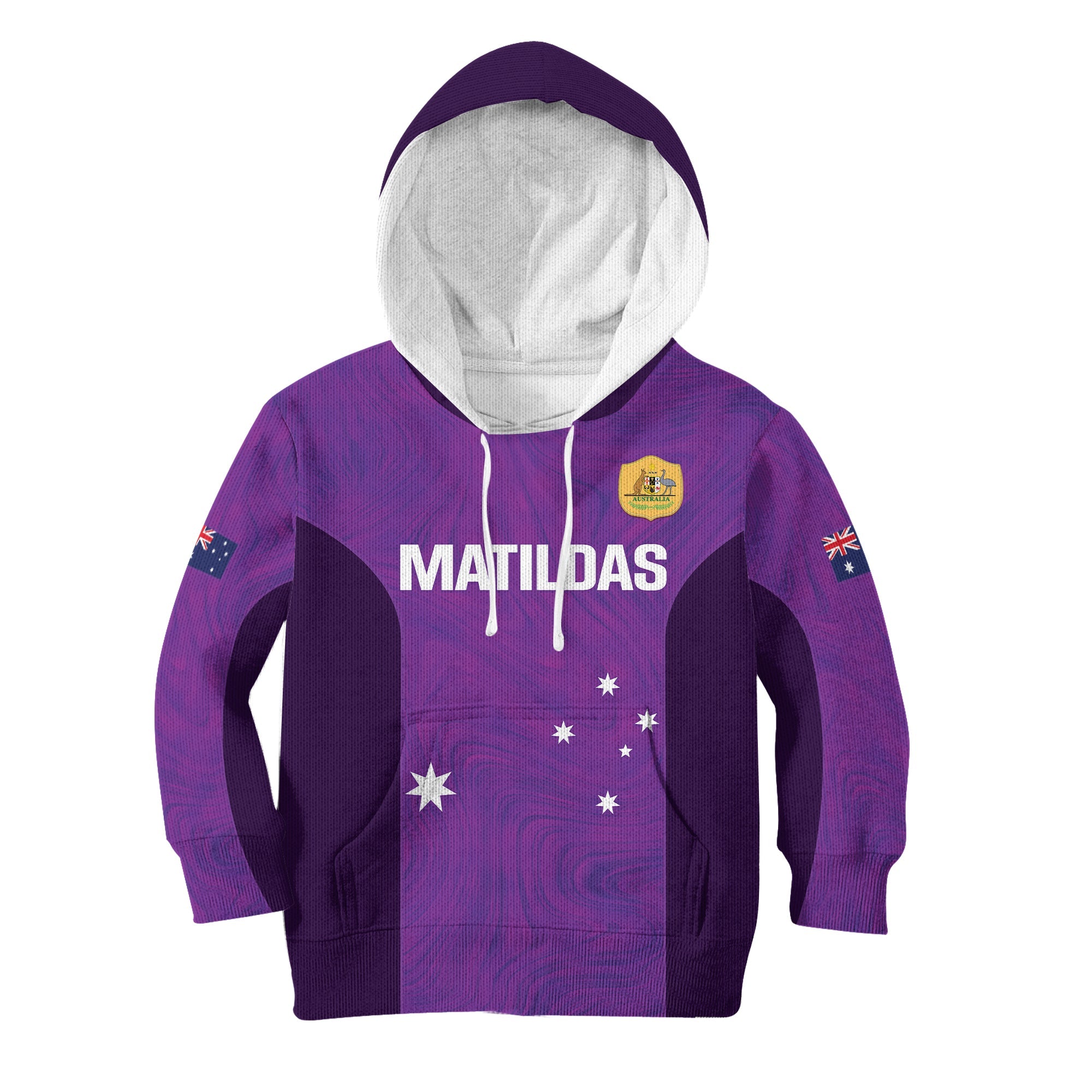 Custom Australia Soccer Kid Hoodie Matildas Go Champions - Purple LT14