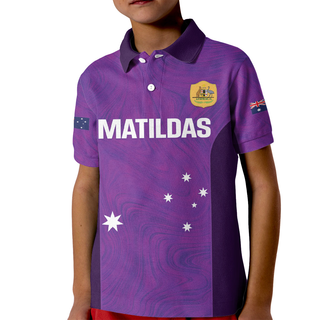 Custom Australia Soccer Kid Polo Shirt Matildas Go Champions - Purple