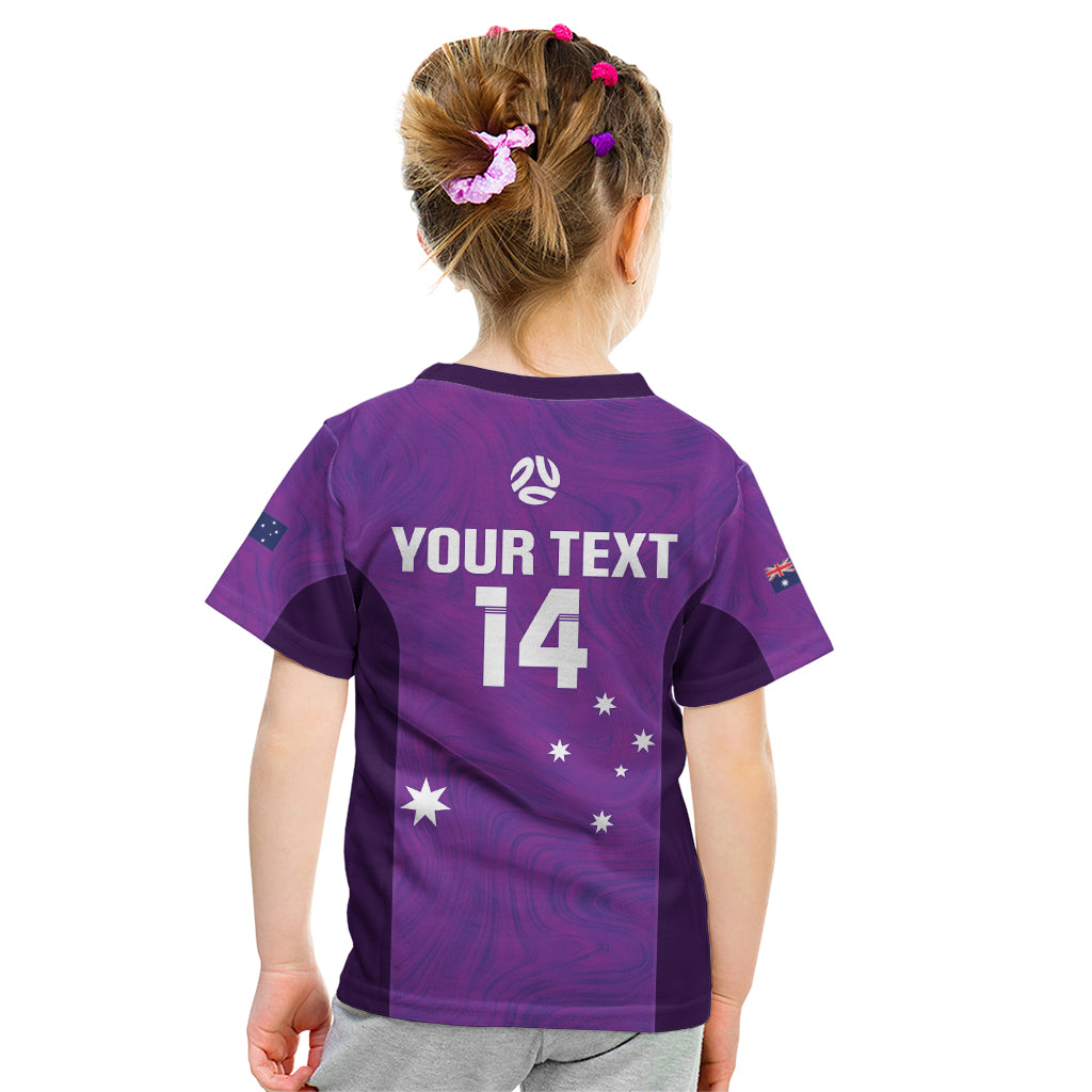 Custom Australia Soccer Kid T Shirt Matildas Go Champions - Purple