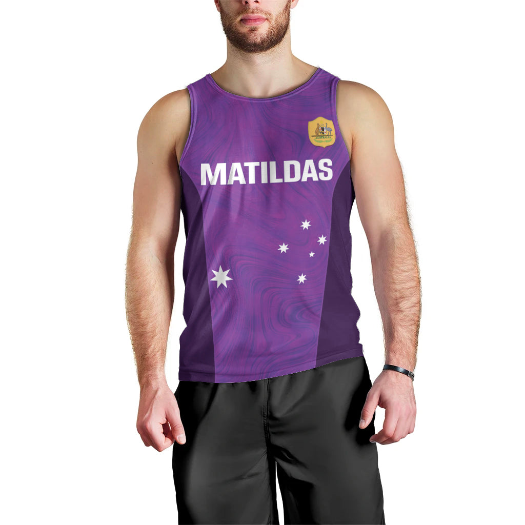 Custom Australia Soccer Men Tank Top Matildas Go Champions - Purple