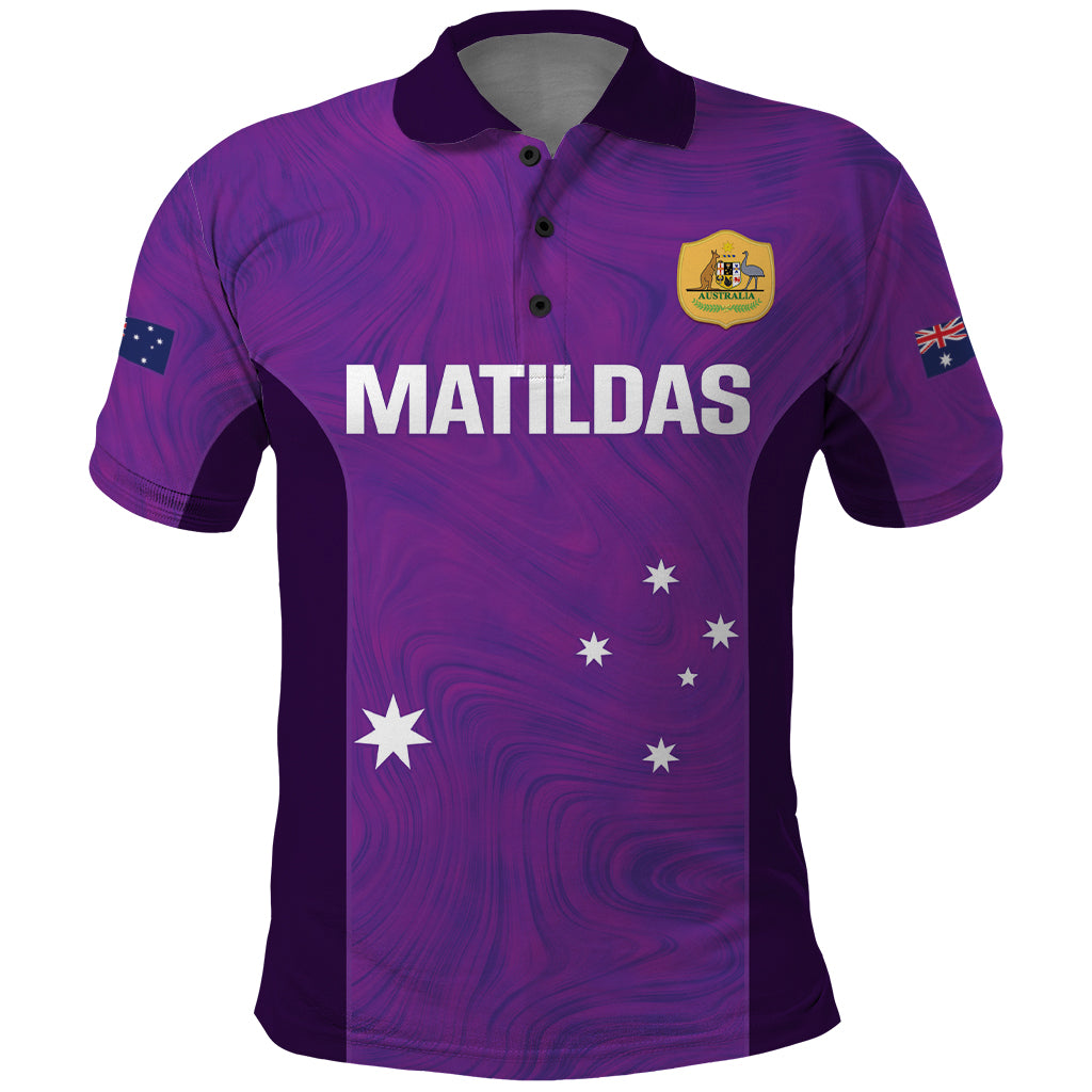 Custom Australia Soccer Polo Shirt Matildas Go Champions - Purple