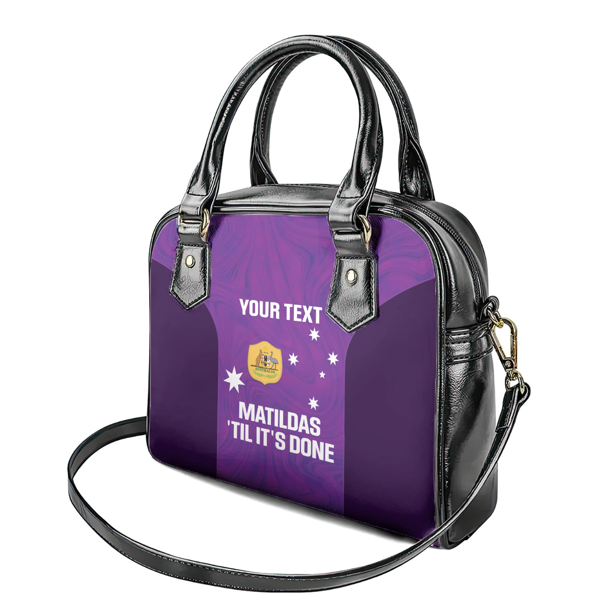 Custom Australia Soccer Shoulder Handbag Matildas Go Champions - Purple