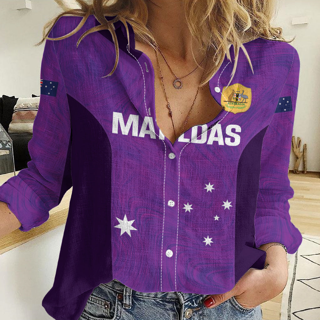 Custom Australia Soccer Women Casual Shirt Matildas Go Champions - Purple