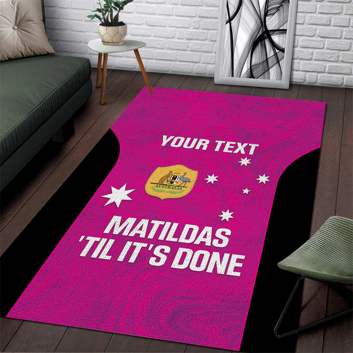 Custom Australia Soccer Area Rug Matildas Go Champions - Pink