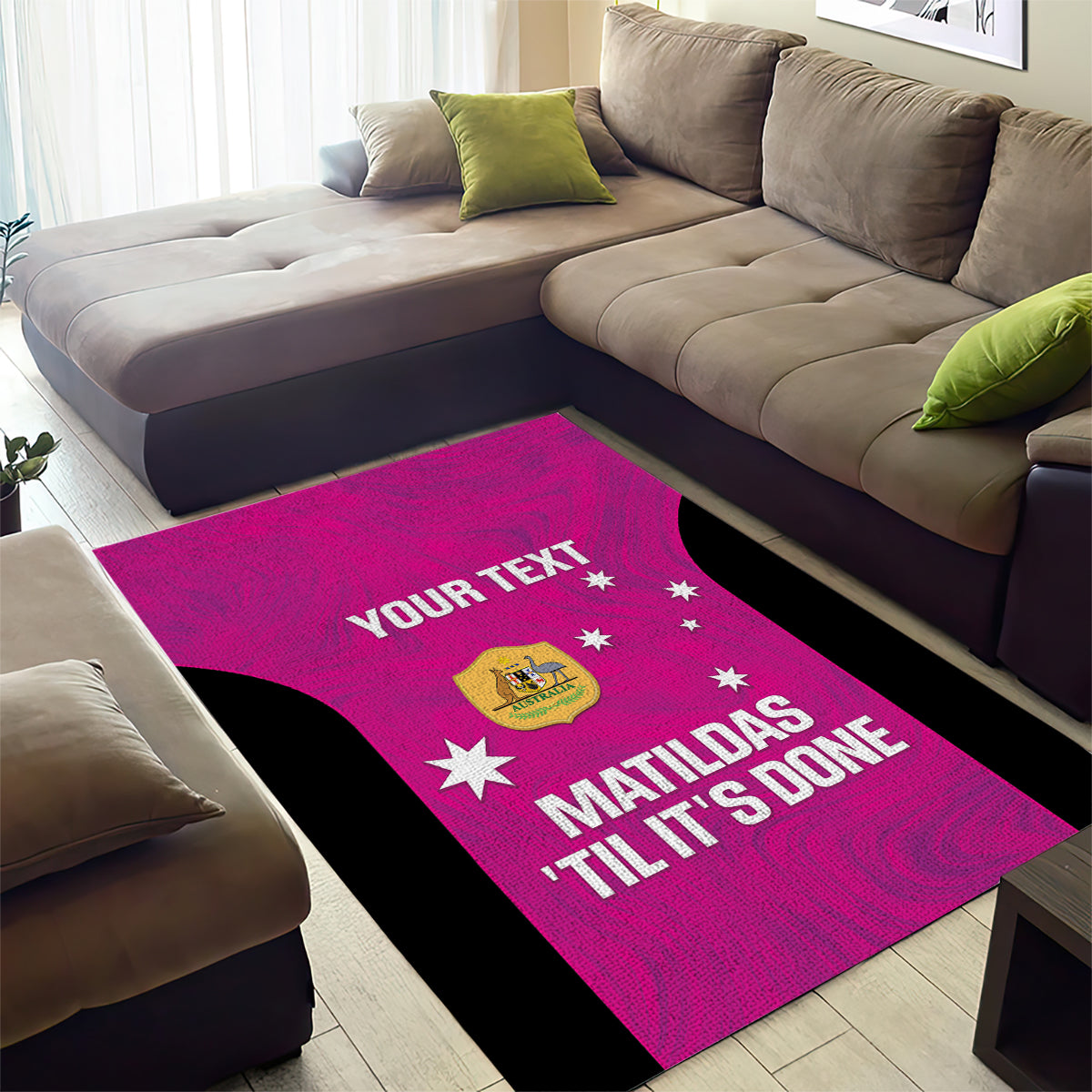 Custom Australia Soccer Area Rug Matildas Go Champions - Pink