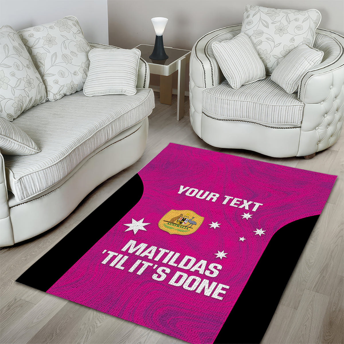 Custom Australia Soccer Area Rug Matildas Go Champions - Pink