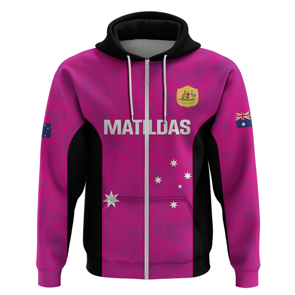 Custom Australia Soccer Hoodie Matildas Go Champions - Pink