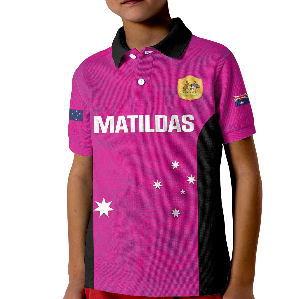 Custom Australia Soccer Kid Polo Shirt Matildas Go Champions - Pink