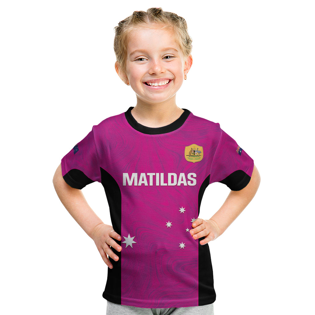 Custom Australia Soccer Kid T Shirt Matildas Go Champions - Pink