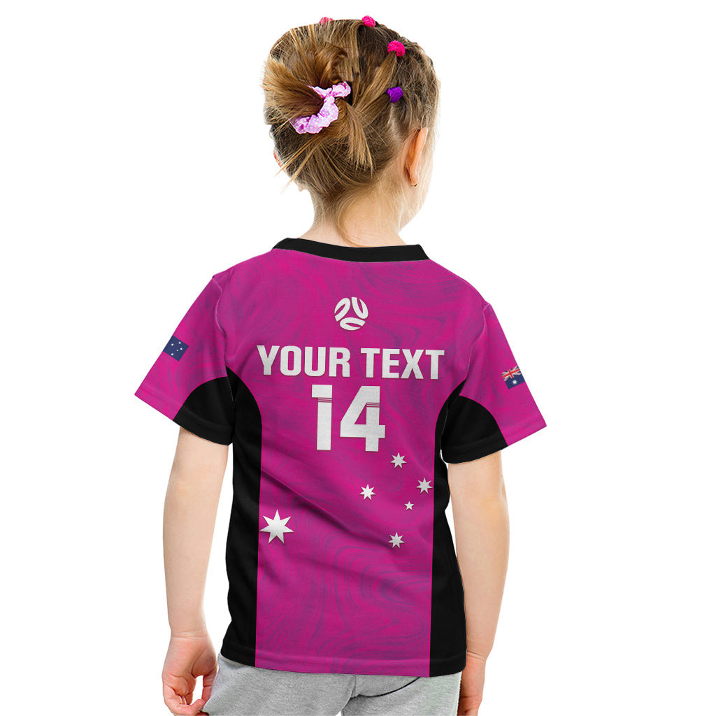 Custom Australia Soccer Kid T Shirt Matildas Go Champions - Pink