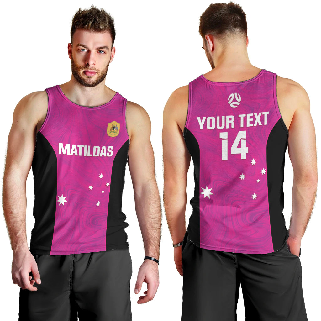 Custom Australia Soccer Men Tank Top Matildas Go Champions - Pink