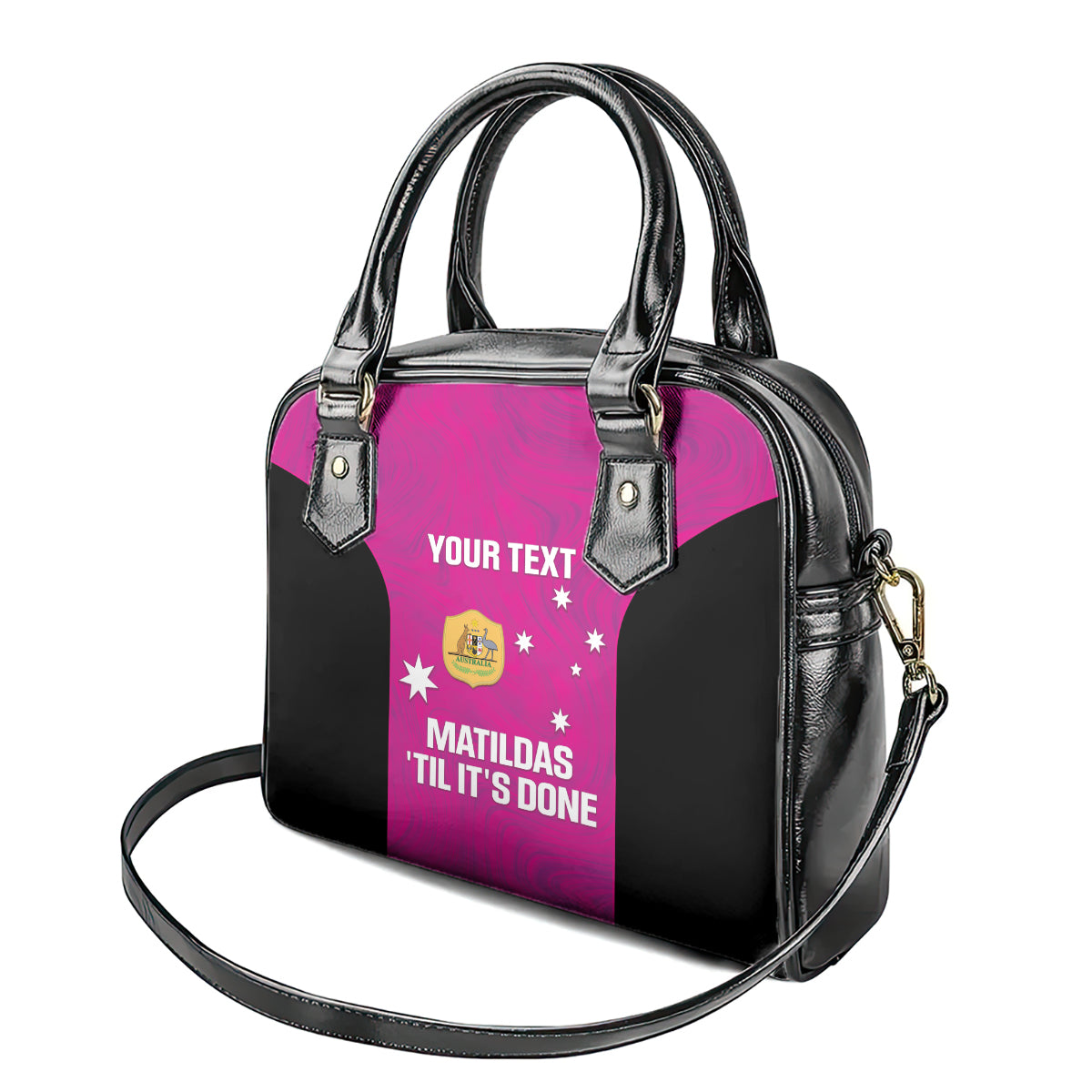 Custom Australia Soccer Shoulder Handbag Matildas Go Champions - Pink