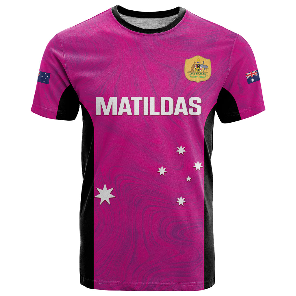 Custom Australia Soccer T Shirt Matildas Go Champions - Pink