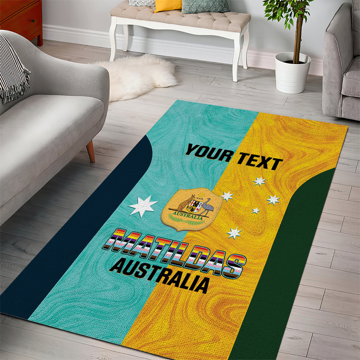 Custom Pride Month Matildas Area Rug Australia Til Its Done Mixed Color