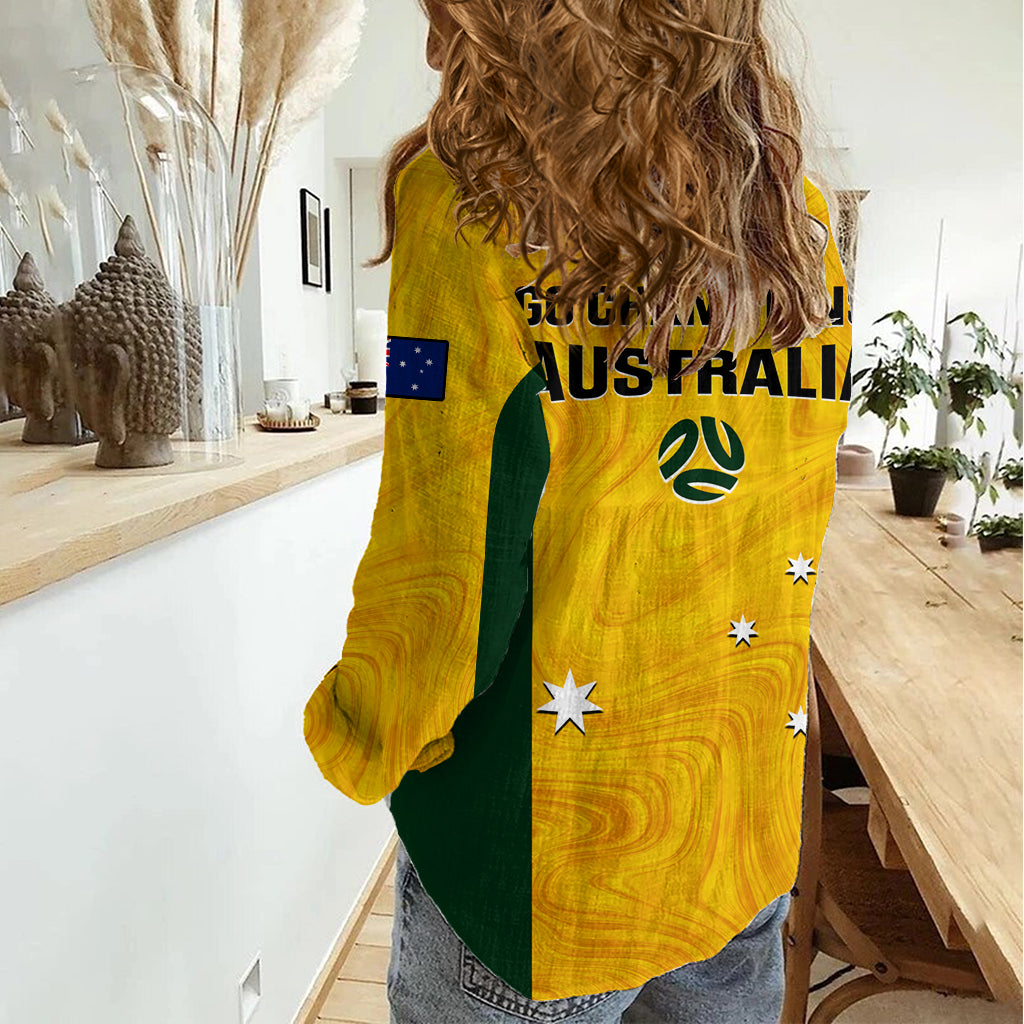 Australia Soccer Women Casual Shirt Gold Matildas World Cup 2023 Go Champions LT14