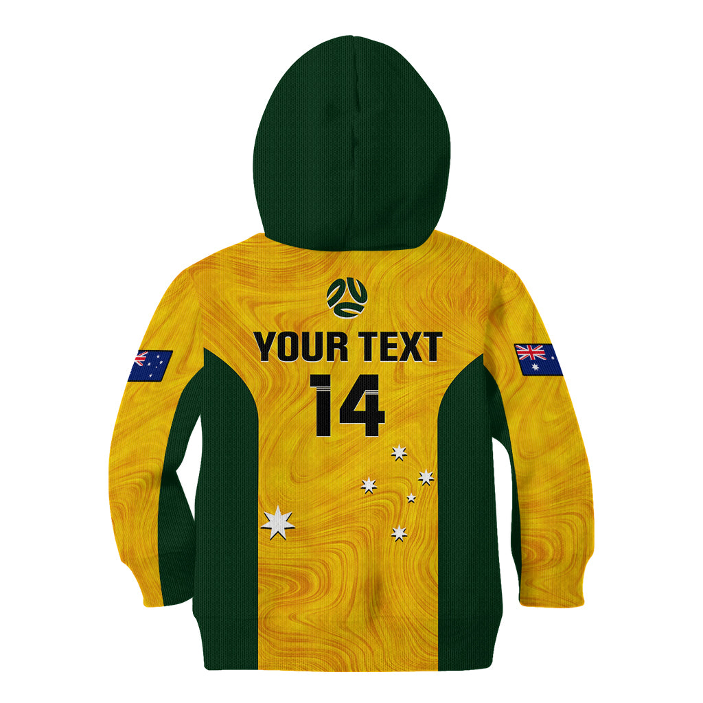 personalised-australia-soccer-kid-hoodie-gold-matildas-world-cup-2023-go-champions