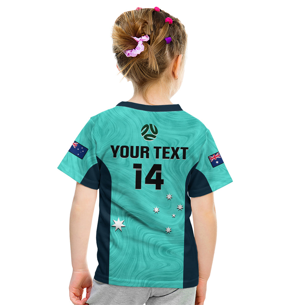 personalised-australia-soccer-kid-t-shirt-turquoise-matildas-world-cup-2023-go-champions