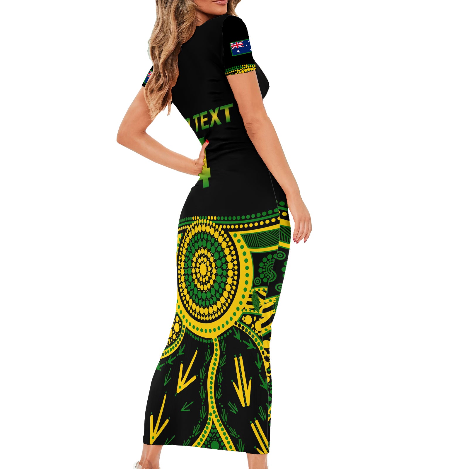 personalised-australia-soccer-short-sleeve-bodycon-dress-aboriginal-go-matildas-2023-world-cup