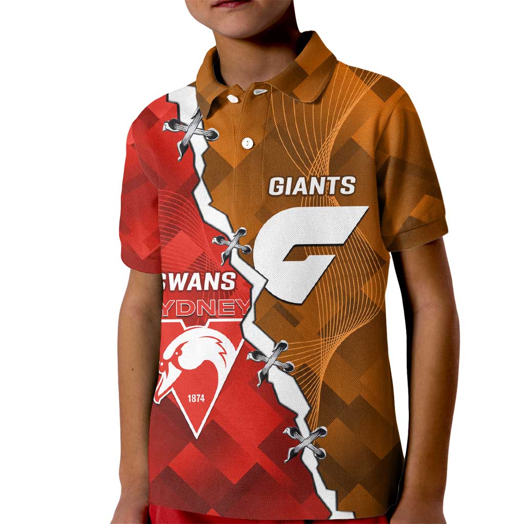 Personalised Giants And Swans Football Kid Polo Shirt Dynamic Style