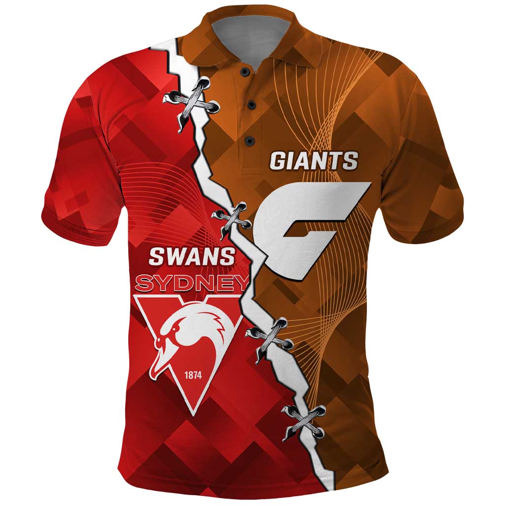 Personalised Giants And Swans Football Polo Shirt Dynamic Style