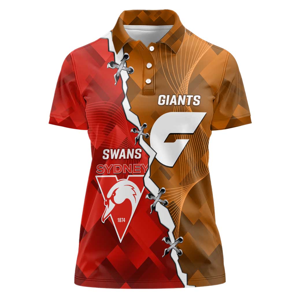 Personalised Giants And Swans Football Women Polo Shirt Dynamic Style